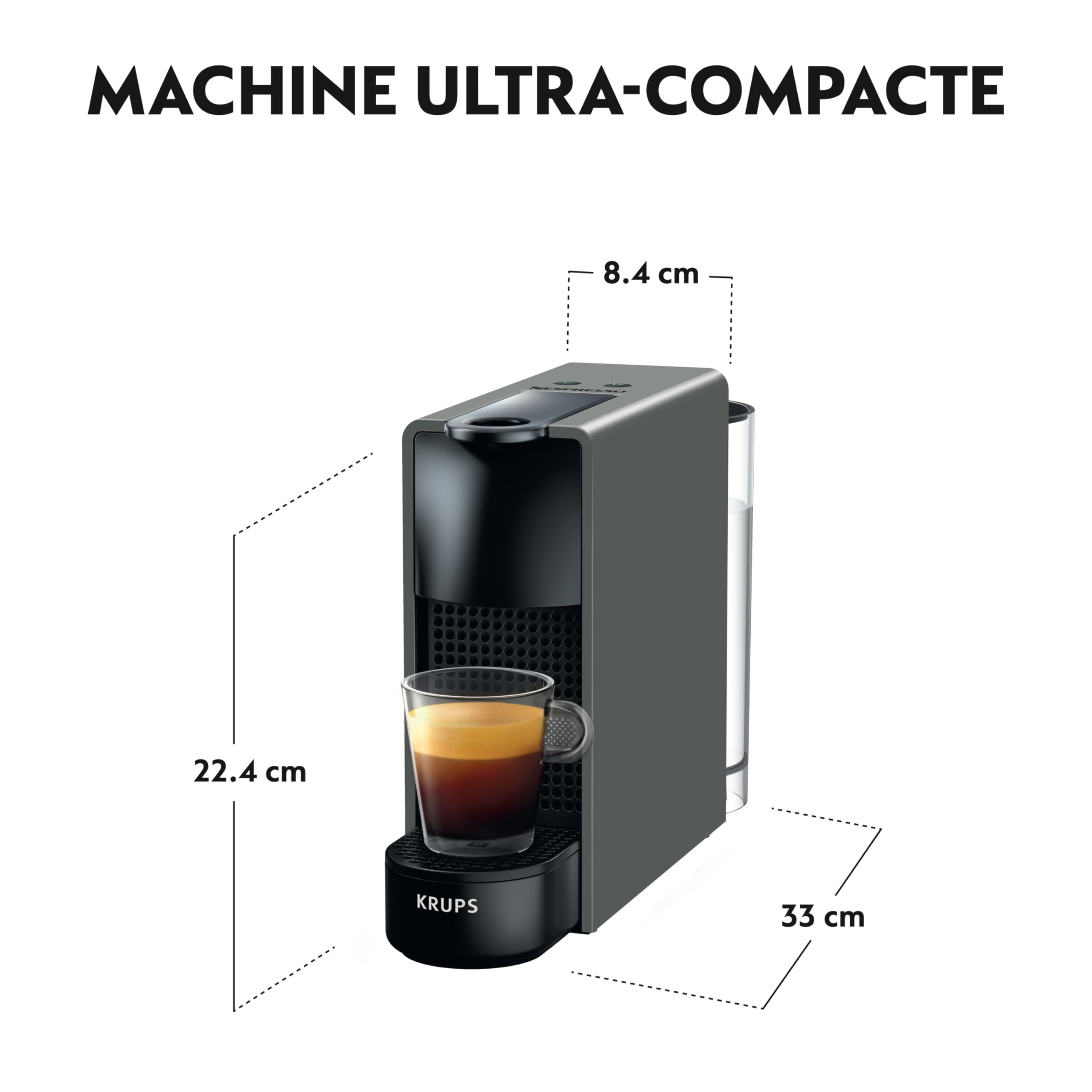 Machine à Café Capsules Compacte | 19 Bars | Expresso & Lungo | Gris Intense | YY2911FD