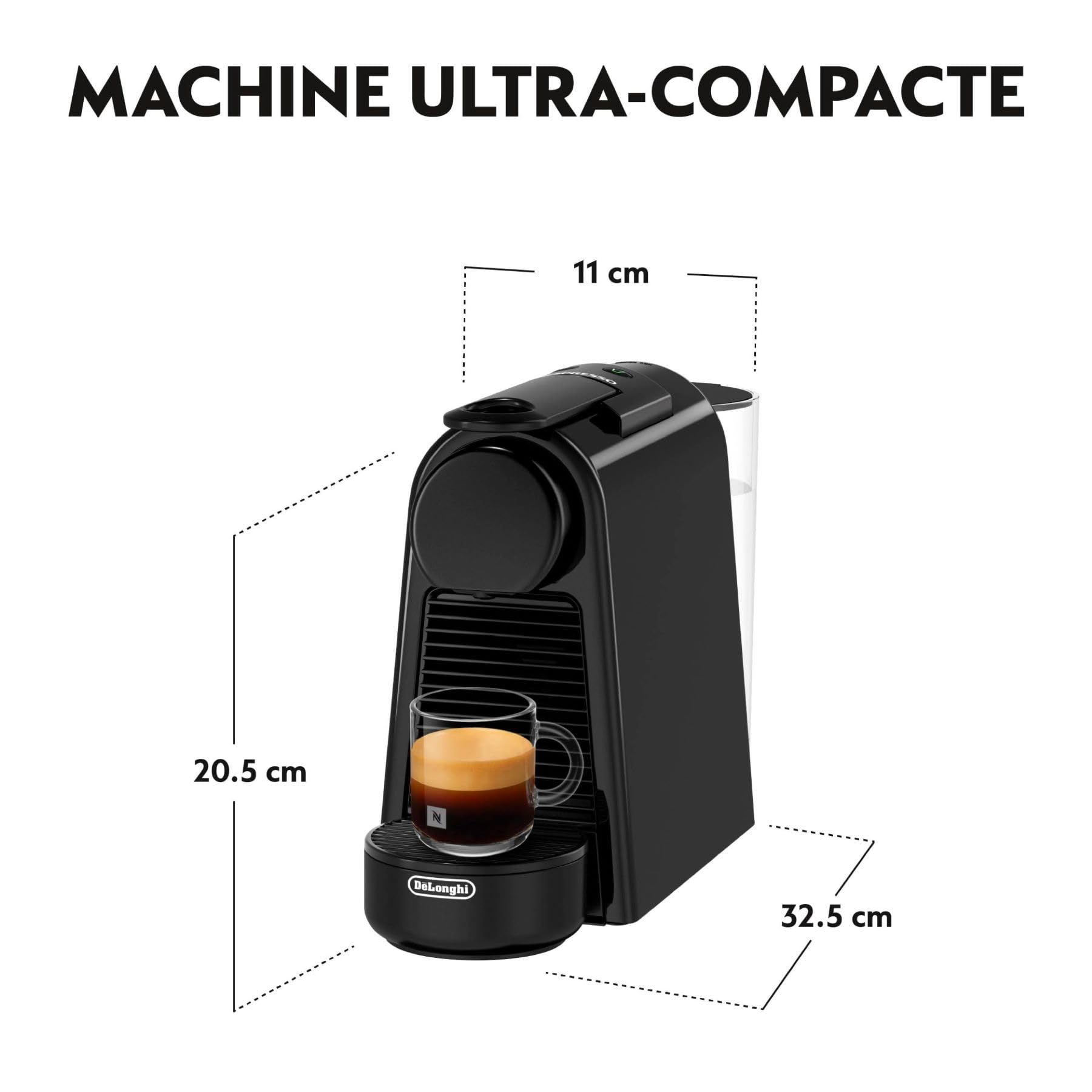 Machine à Café à Capsules Compacte | 19 Bars | Arrêt Auto | Noir | EN85.B