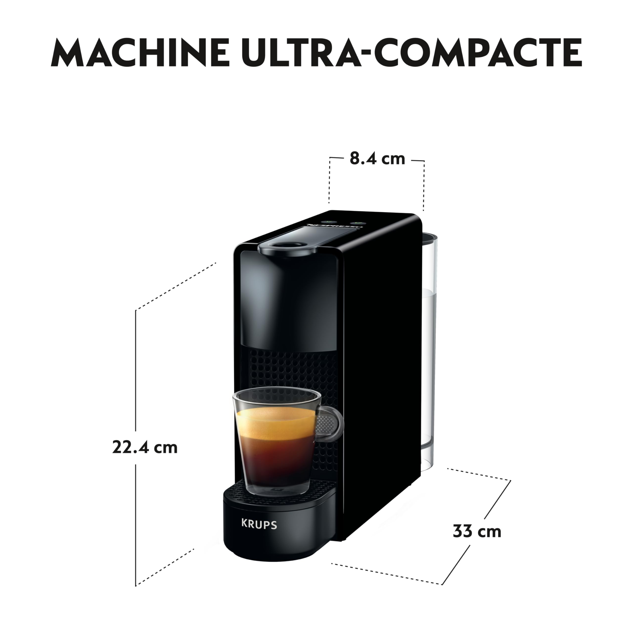 Machine à Café Capsules Compacte | 19 Bars | Expresso & Lungo | Noir | YY2910FD