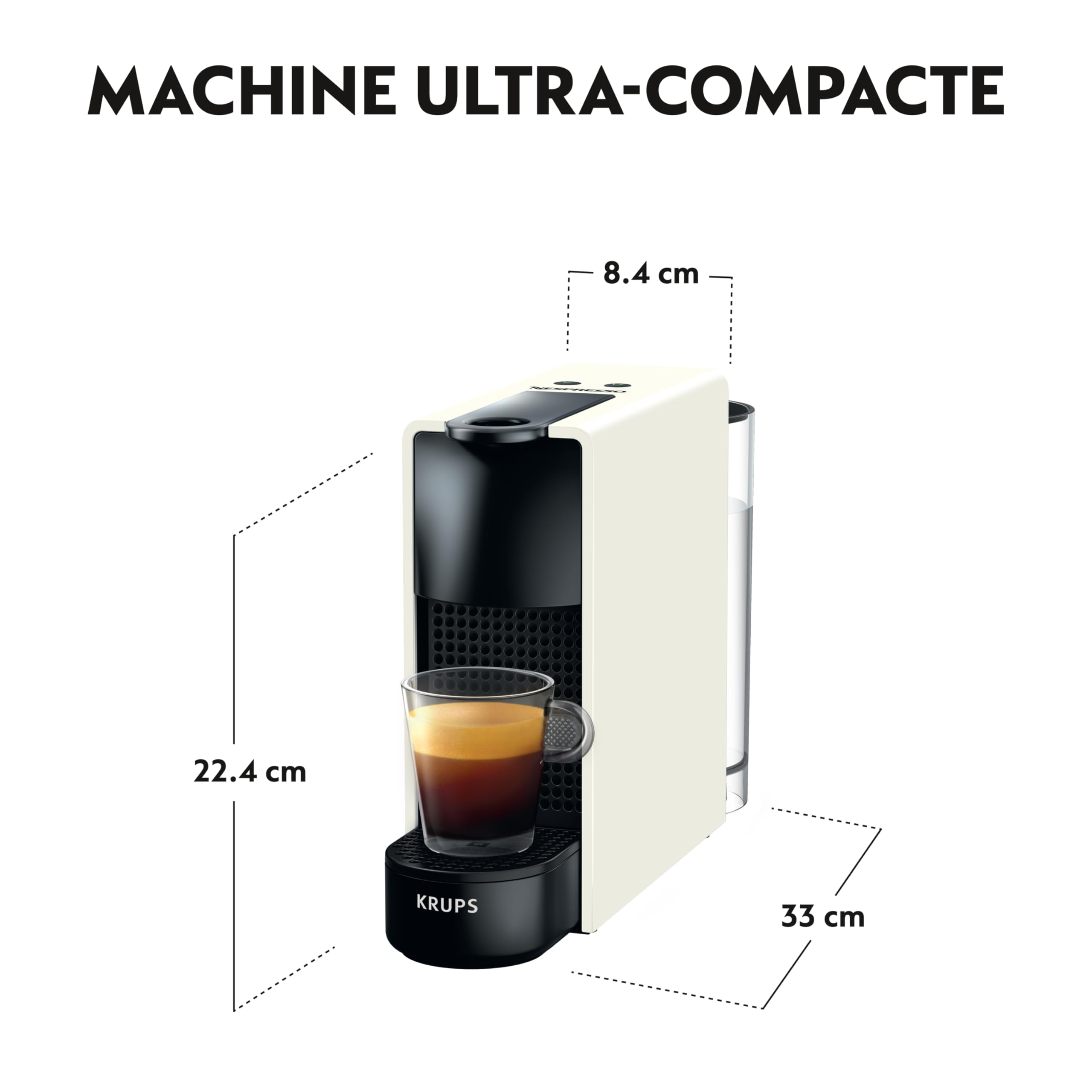 Machine à Café Capsules Compacte | 19 Bars | Expresso & Lungo | Blanc | YY2912FD