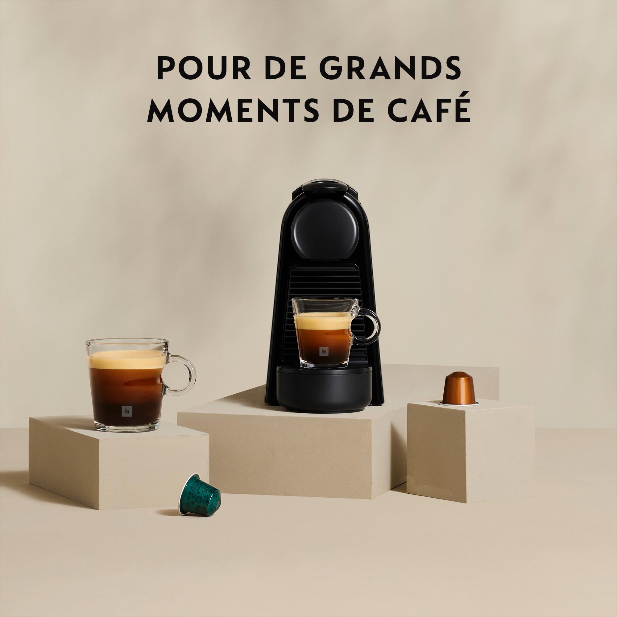 Machine à Café Capsules Compacte + Kit de Bienvenue | 19 Bars | Noir Mat | EN85.BKMT
