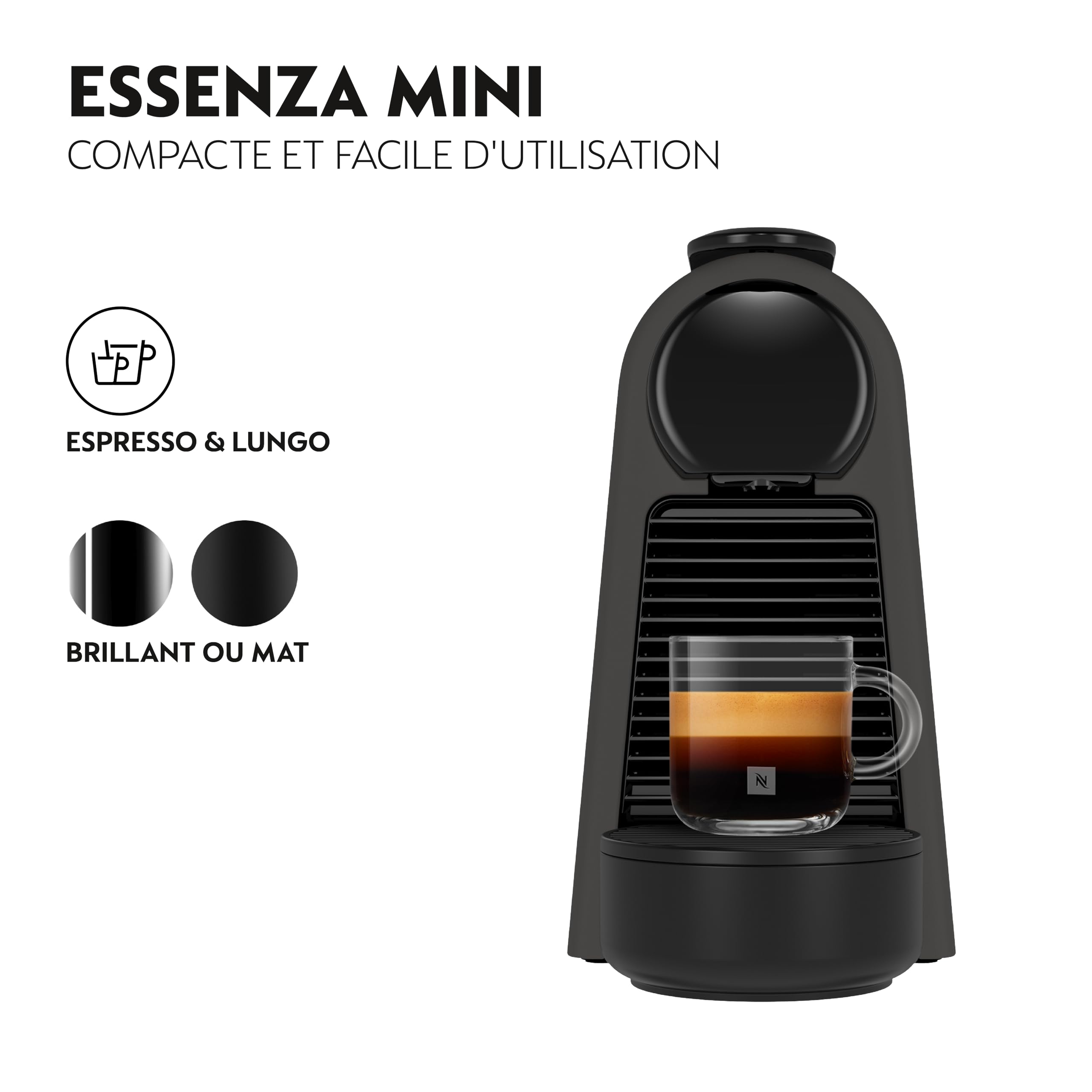 Machine à Café Capsules Compacte + Kit de Bienvenue | 19 Bars | Noir Mat | EN85.BKMT