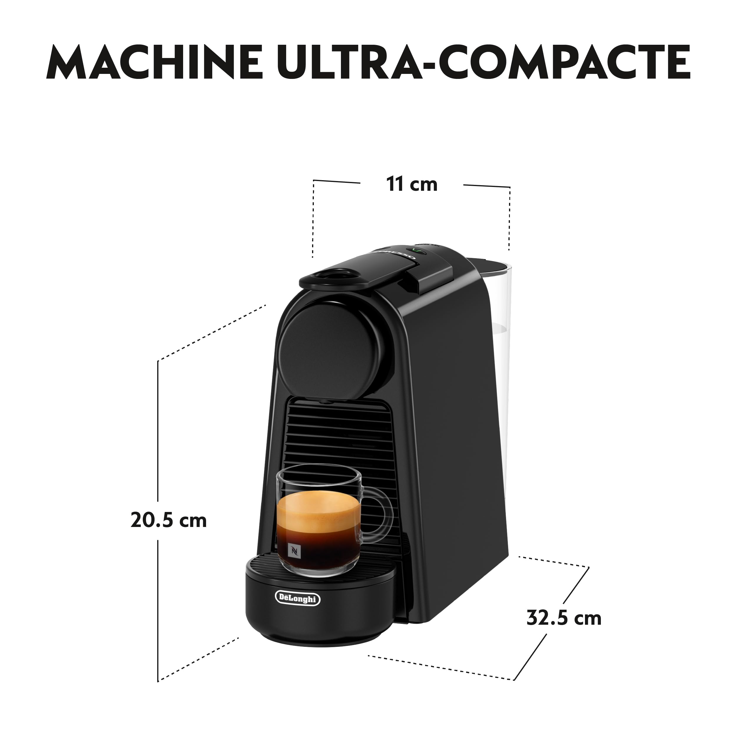 Machine à Café à Capsules Compact | 19 Bars | Expresso & Lungo | Noir Piano | EN85.B
