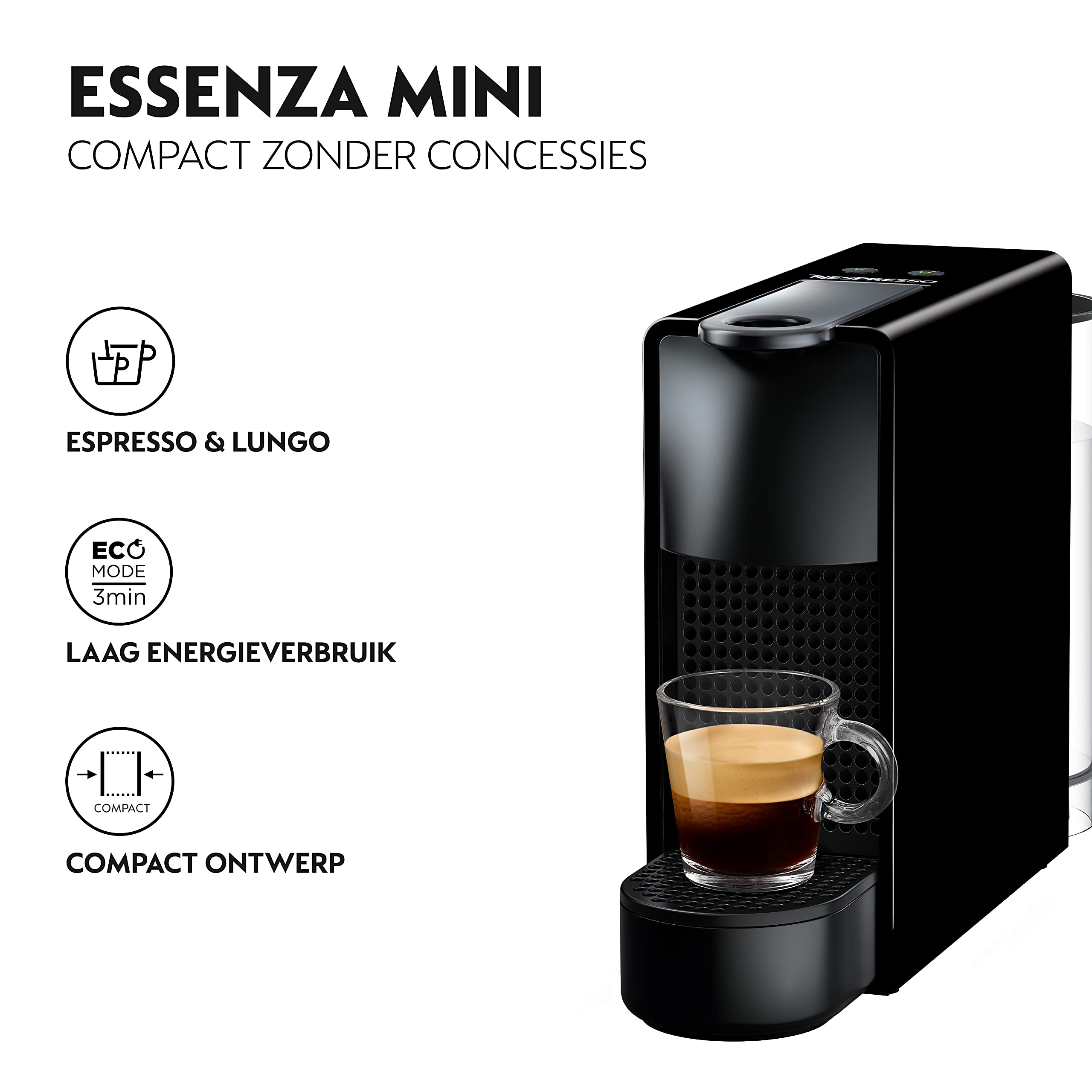 Cafetière à Capsules Compacte | Expresso & Lungo | Noir | XN110810